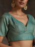 Blouse - Green Jacquard V neck